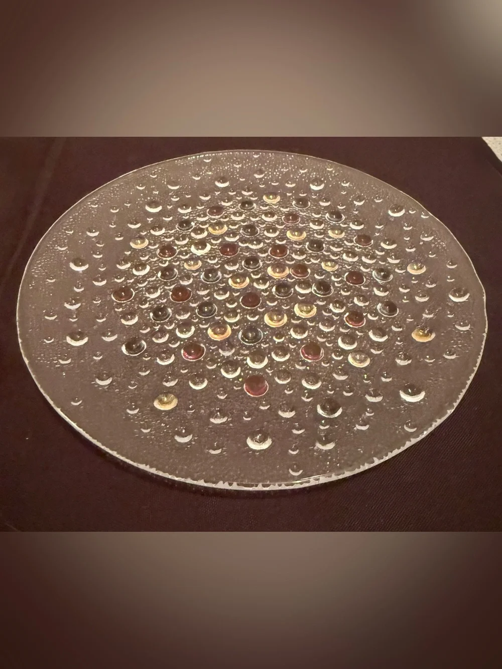 4 Dansk Poland Confetti Bubble Glass plates, textured surface, multicolored. 8”